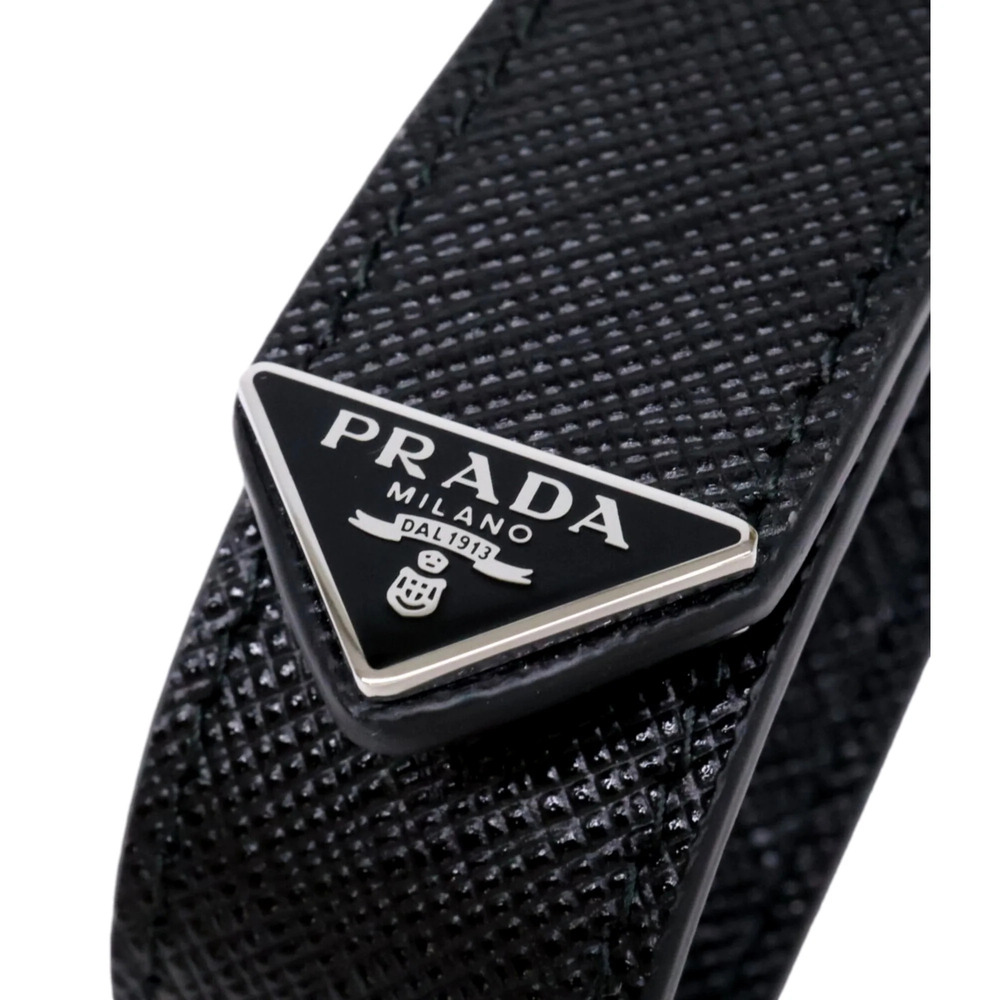 Prada Saffiano Leather Belt Strap Keychain Bag Charm in Black